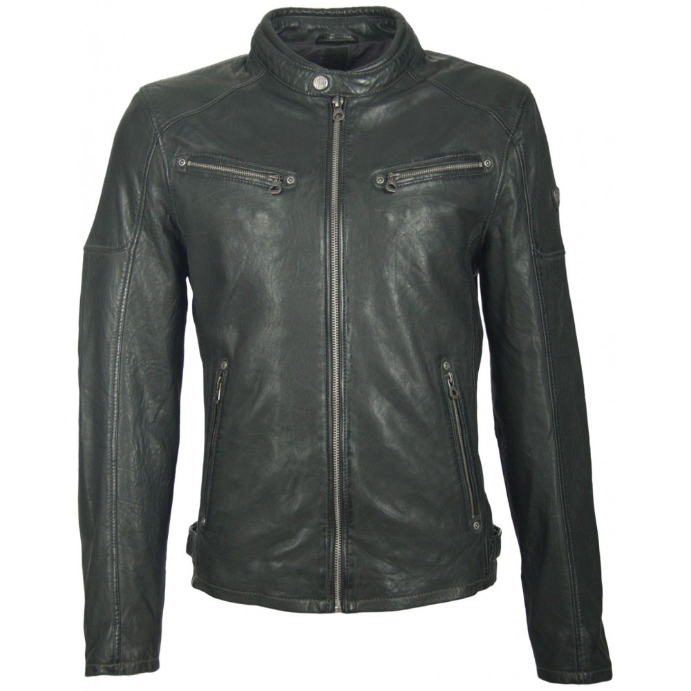 Geaca de Piele Naturala Barbati Gipsy Verde Inchis Clan NZLVT Geaca de Piele Naturala Barbati Gipsy Verde Inchis Clan NZLVT - readytowear