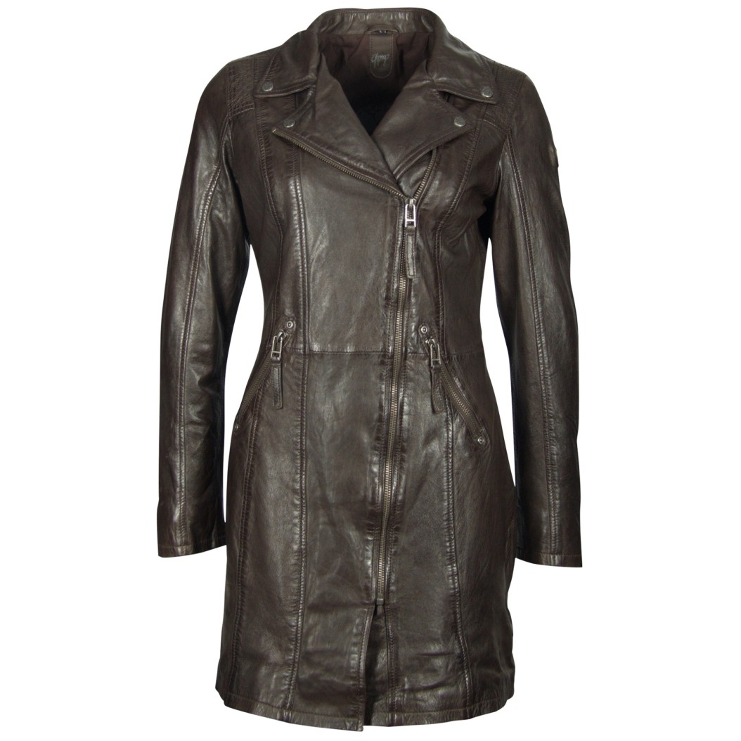 Geaca Lunga de Piele Naturala Dama Gipsy Maro Inchis Cleo LONTV – IMBRACAMINTE