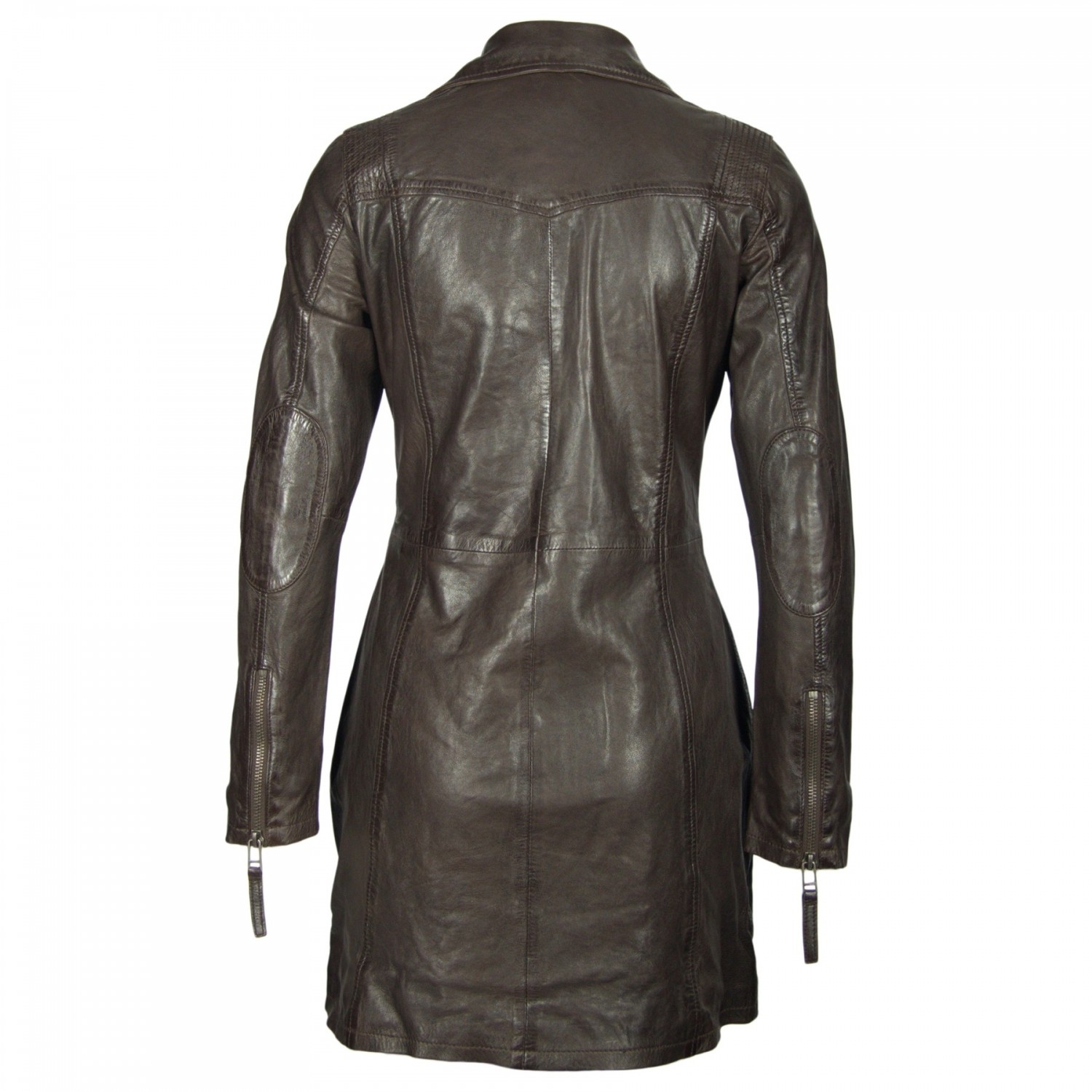 Geaca Lunga de Piele Naturala Dama Gipsy Maro Inchis Cleo LONTV – IMBRACAMINTE