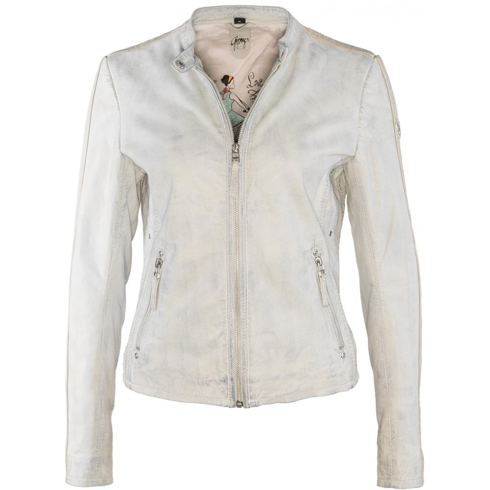 Geaca de Piele Naturala Dama Gipsy Alb murdar Clio LAMAS Geaca de Piele Naturala Dama Gipsy Alb murdar Clio LAMAS - readytowear.ro