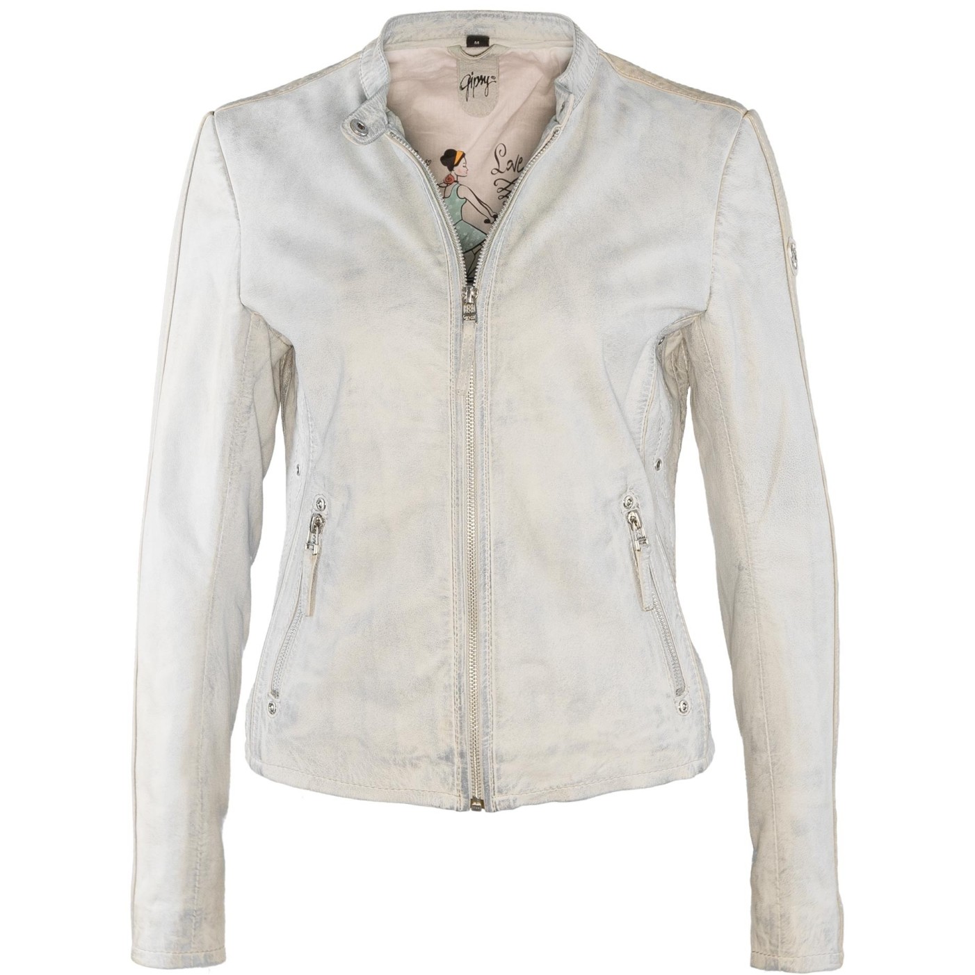 Geaca de Piele Naturala Dama Gipsy Alb murdar Clio LAMAS – IMBRACAMINTE