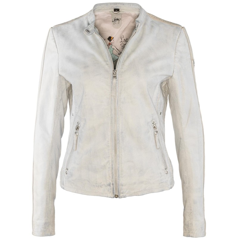 Geaca de Piele Naturala Dama Gipsy Alb murdar Clio LAMAS – IMBRACAMINTE