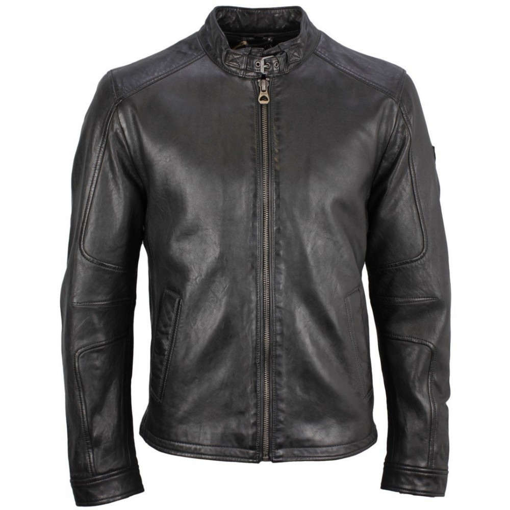 Geaca de Piele Naturala Barbati Gipsy Negru Clip NSLV - readytowear