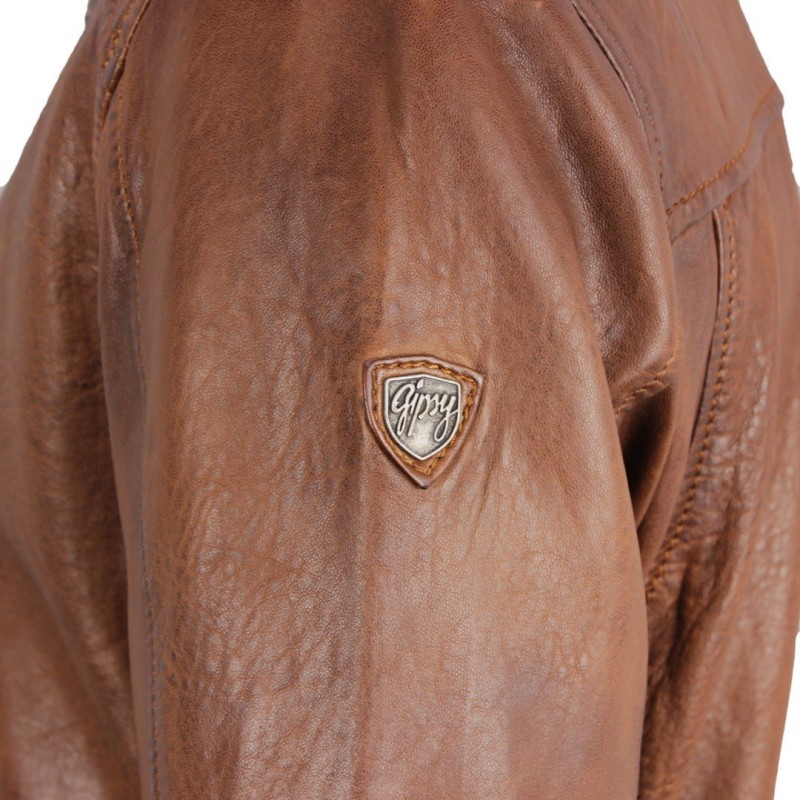 Geaca de Piele Naturala Barbati Gipsy Coniac Clip SF NSLV – IMBRACAMINTE