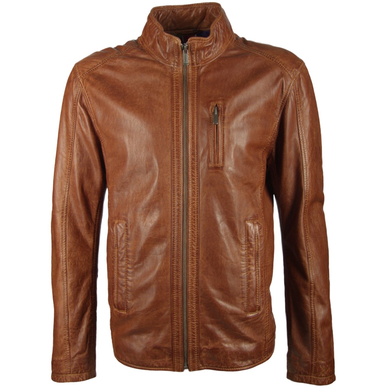 Geaca de Piele Naturala Barbati Gipsy Coniac Coast NZDAV – IMBRACAMINTE
