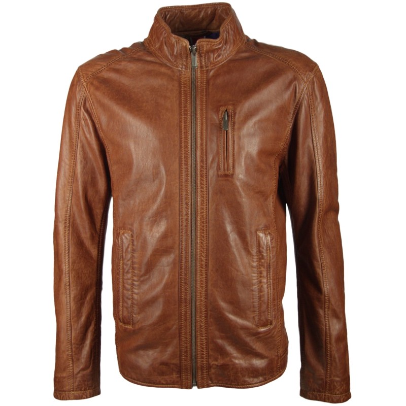 Geaca de Piele Naturala Barbati Gipsy Coniac Coast NZDAV – IMBRACAMINTE