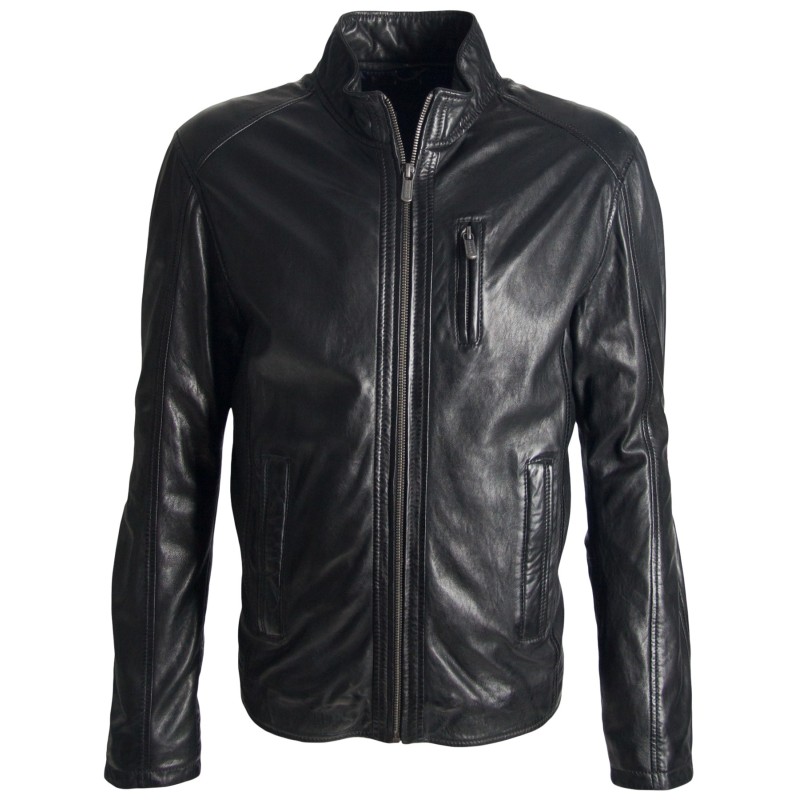 Geaca de Piele Naturala Barbati Gipsy Neagra Coast NZDAV – IMBRACAMINTE