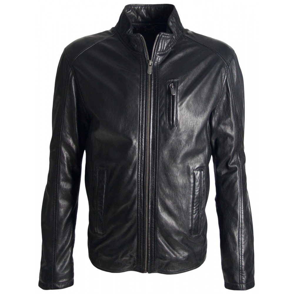 Geaca de Piele Naturala Barbati Gipsy Neagra Coast NZDAV - readytowear