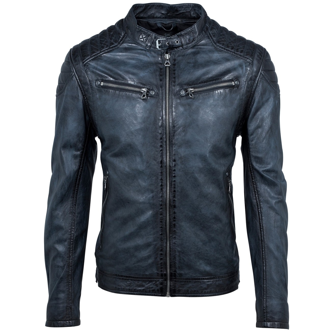 Geaca de Piele Naturala Barbati Gipsy Vintage Bleumarin Colt W18 LASANV – IMBRACAMINTE