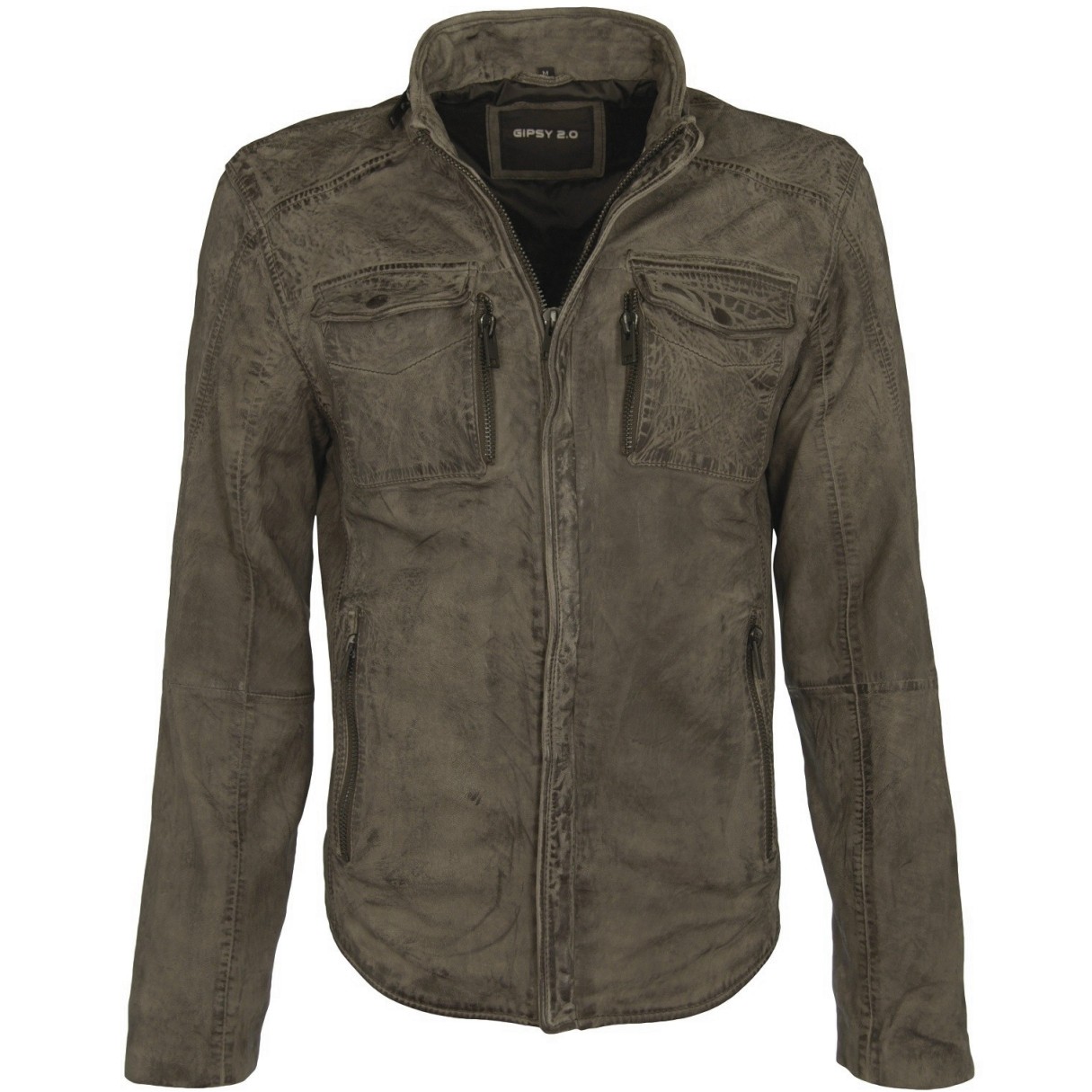 Geaca de Piele Naturala Barbati Gipsy Gri inchis Cove SF LSWV – IMBRACAMINTE