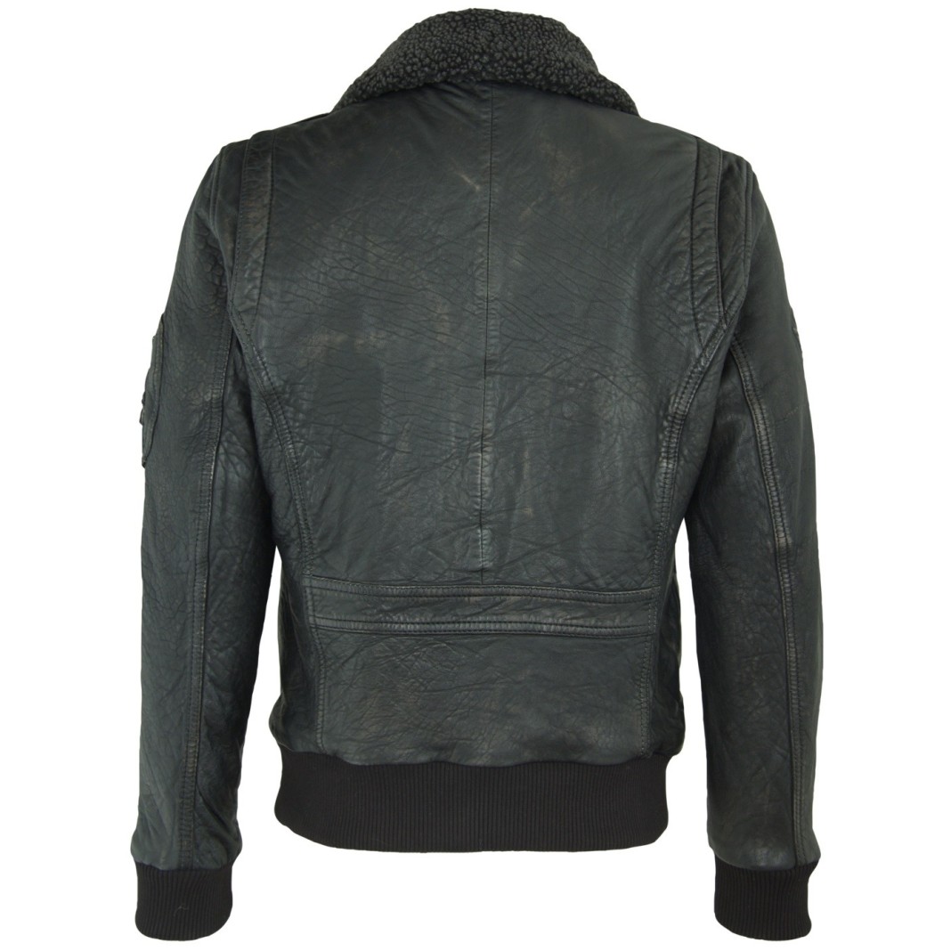 Geaca de Piele Naturala Barbati Gipsy Negru-Bej Cruise 2 W17 NSLAV W – IMBRACAMINTE