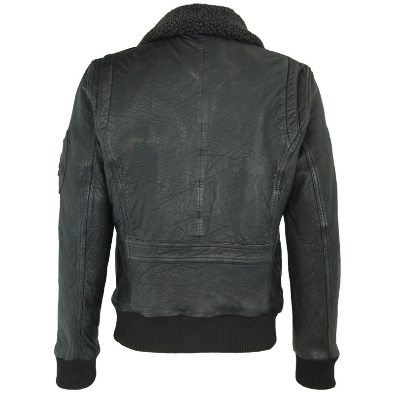 Geaca de Piele Naturala Barbati Gipsy Negru-Bej Cruise 2 W17 NSLAV W – IMBRACAMINTE