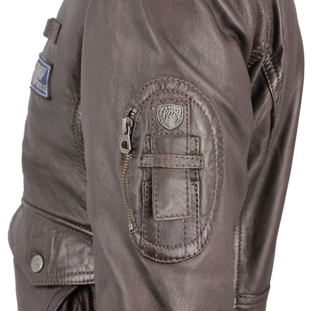 Geaca de Piele Naturala Barbati Gipsy Maro inchis Cruise W16 LAKEV W – Black Friday