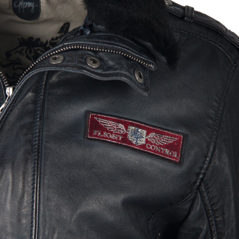 Geaca de Piele Naturala Barbati Gipsy Bleumarin Inchis Cruise W19 LNVV W – IMBRACAMINTE