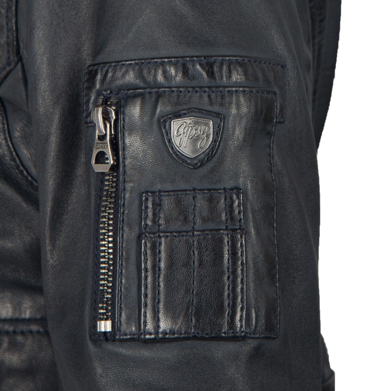 Geaca de Piele Naturala Barbati Gipsy Bleumarin Inchis Cruise W19 LNVV W – IMBRACAMINTE