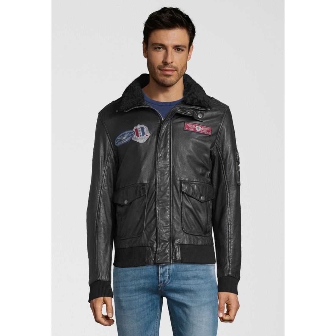 Geaca de Piele Naturala Barbati Gipsy Neagra Cruise W19 LNVV W – IMBRACAMINTE