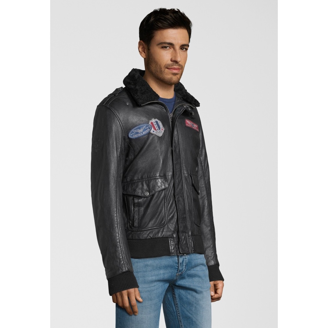 Geaca de Piele Naturala Barbati Gipsy Neagra Cruise W19 LNVV W – IMBRACAMINTE