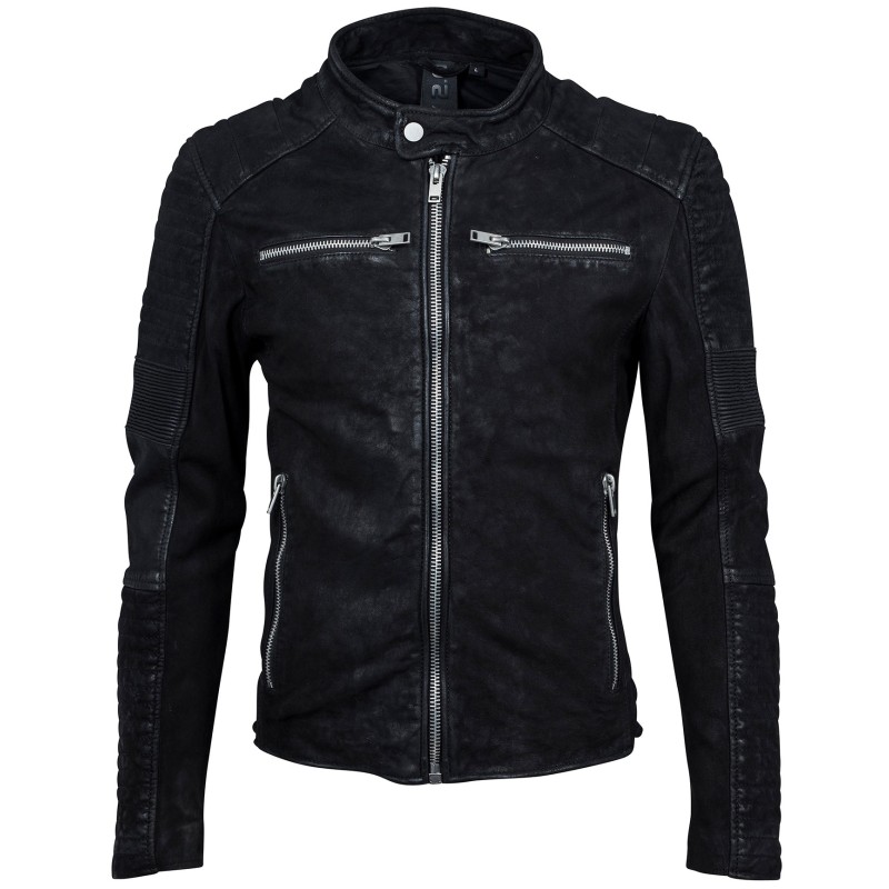 Geaca de Piele Naturala Barbati Gipsy Neagra Cuno SF LABONV – IMBRACAMINTE