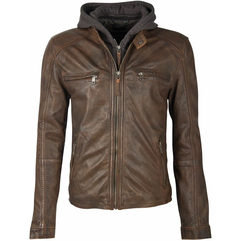 Geaca de Piele Naturala Barbati Gipsy Negru/Maro DMCarsen NSLROV – IMBRACAMINTE