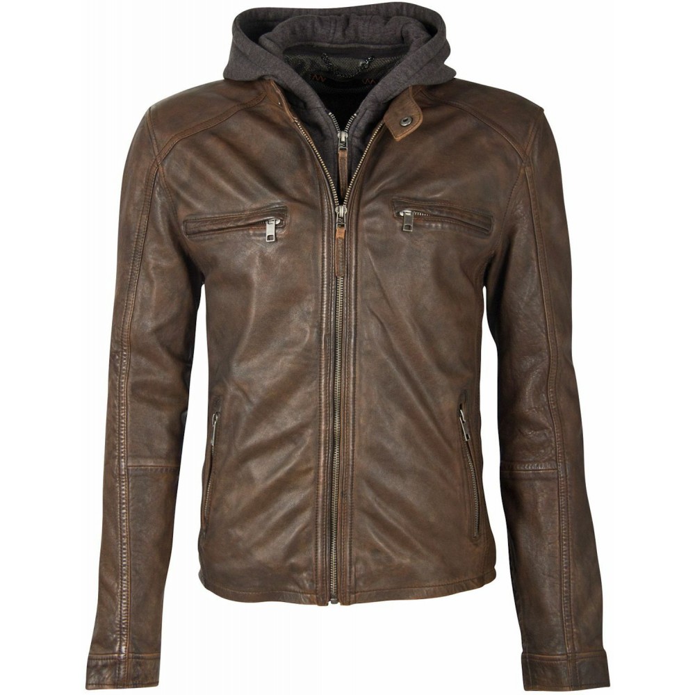 Geaca de Piele Naturala Barbati Gipsy Negru/Maro DMCarsen NSLROV Geaca de Piele Naturala Barbati Gipsy Negru/Maro DMCarsen NSLROV - readytowear