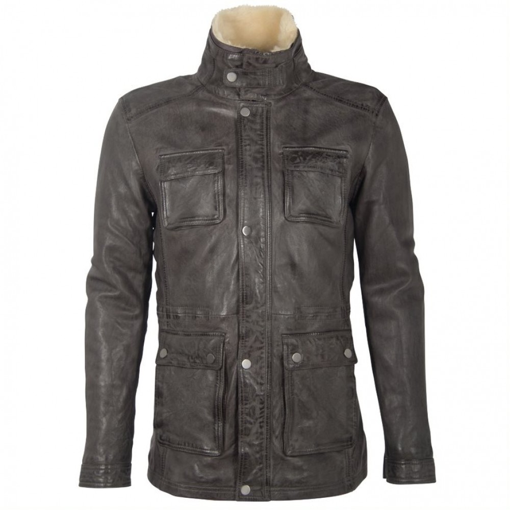 Geaca de Piele Barbati Deercraft Gri Inchis DMRamus LWAWV W geci de piele - readytowear.ro