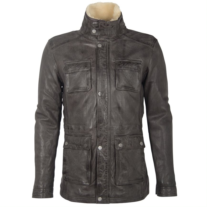 Geaca de Piele Barbati Deercraft Gri Inchis DMRamus LWAWV W – IMBRACAMINTE