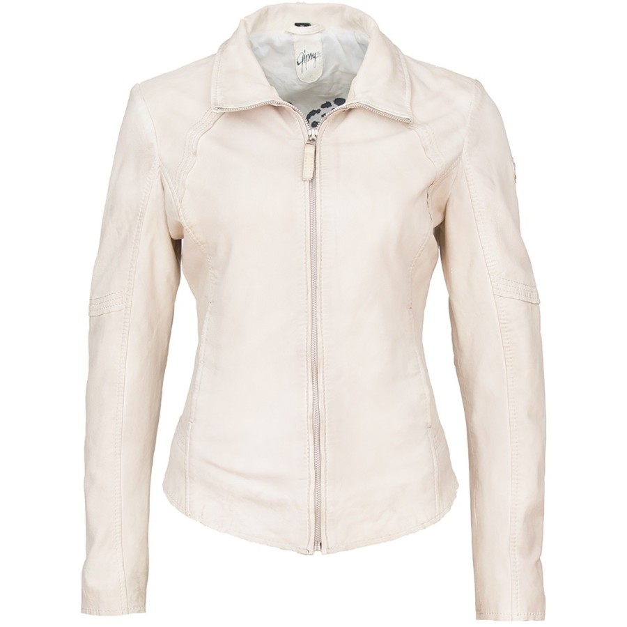 Geaca de Piele Naturala Dama Gipsy Bej Damie LAMEZV – IMBRACAMINTE