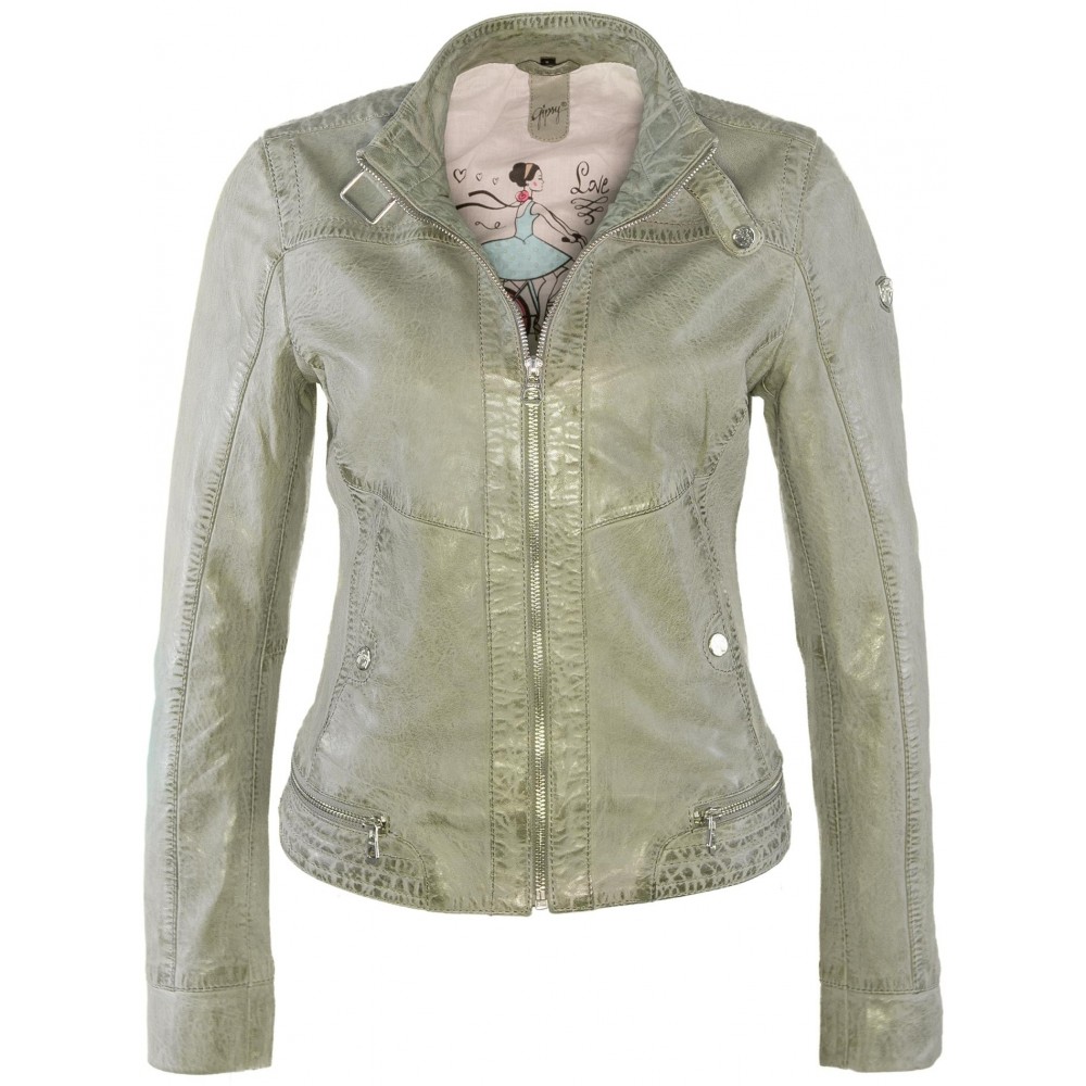 Geaca de Piele Naturala Dama Gipsy Verde deschis Dana NSLONTV Geaca de Piele Naturala Dama Gipsy Verde deschis Dana NSLONTV - readytowear