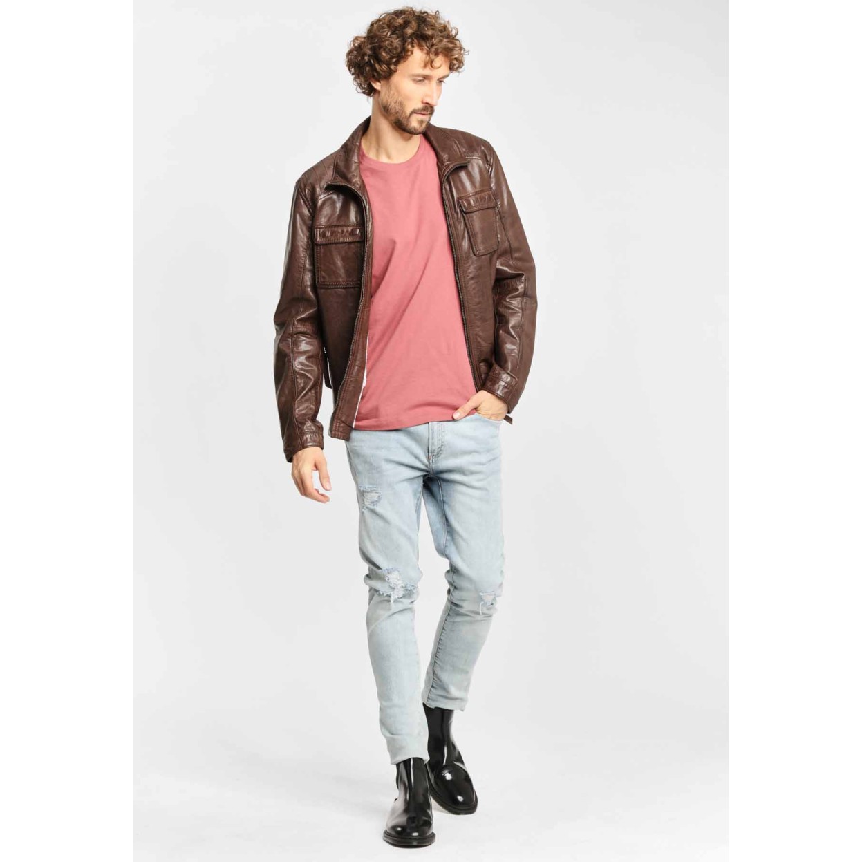 Geaca de Piele Naturala Barbati Gipsy Coniac Dawn NSLV – IMBRACAMINTE