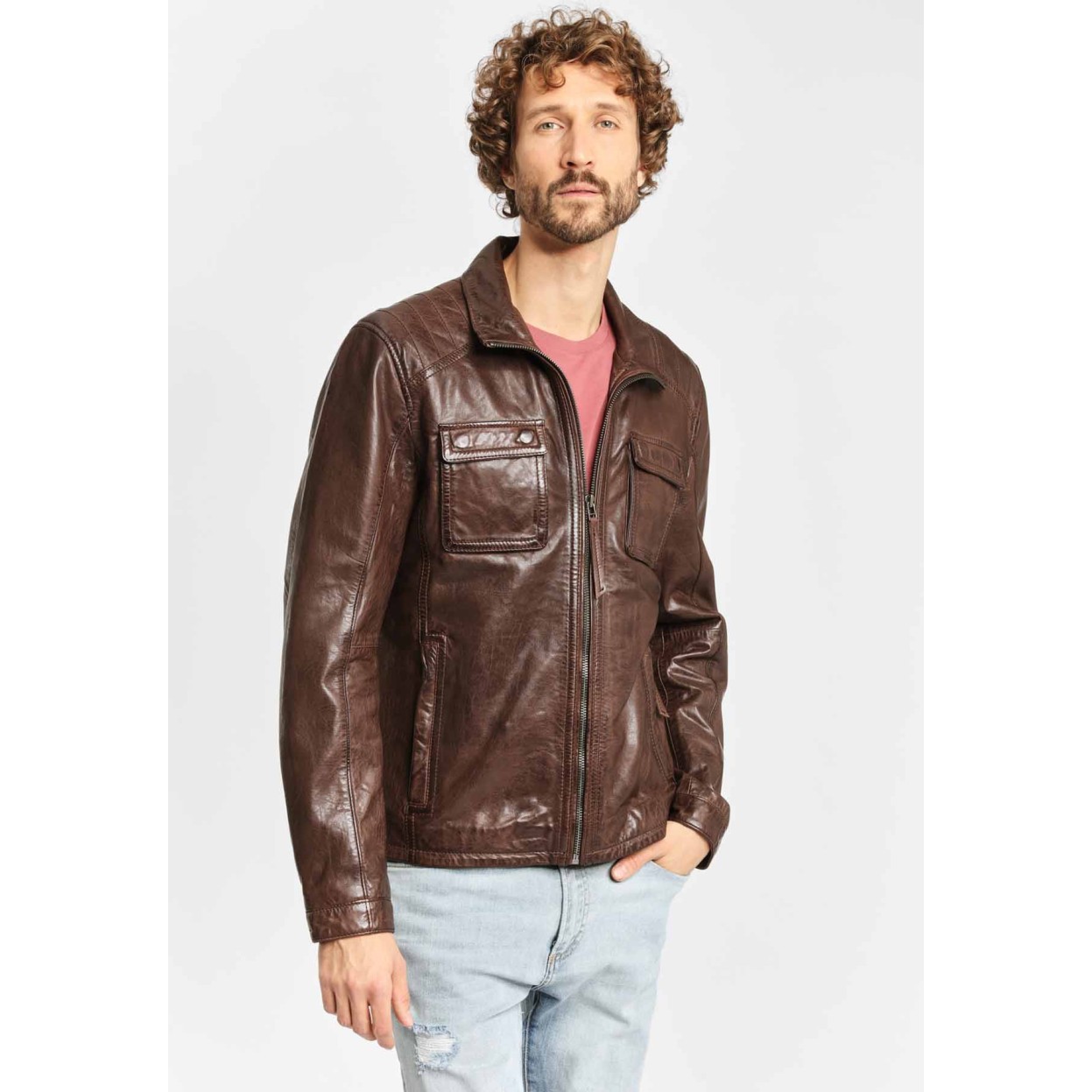 Geaca de Piele Naturala Barbati Gipsy Coniac Dawn NSLV – IMBRACAMINTE