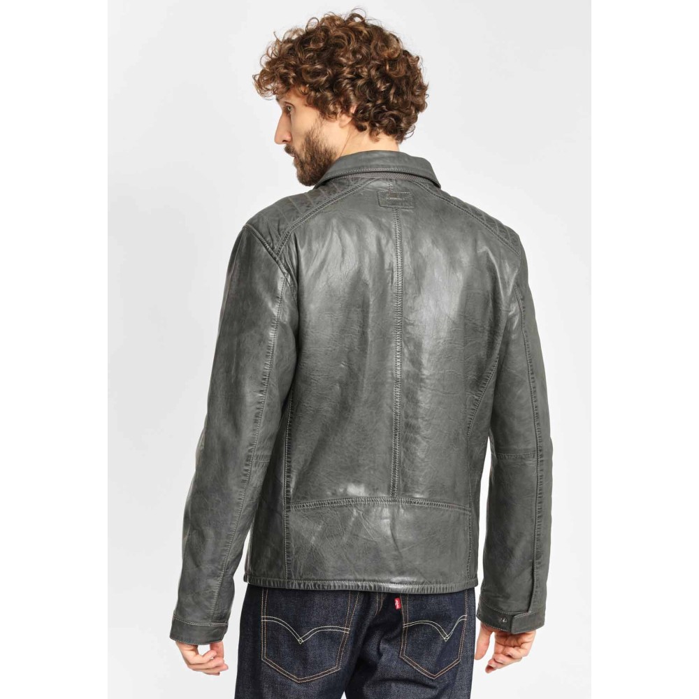 Geaca de Piele Barbati Deercraft Gri Inchis Dawn NSLV geci de piele - readytowear.ro