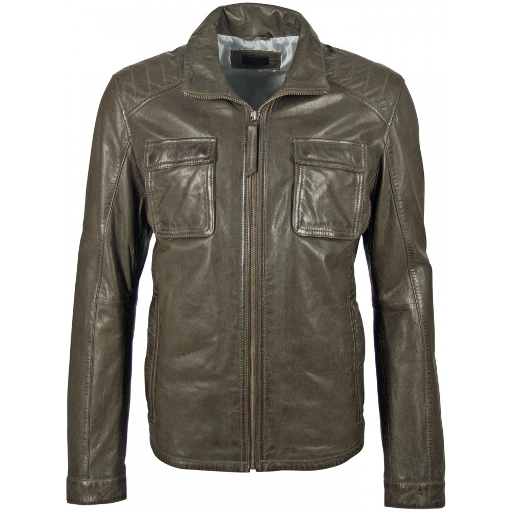 Geaca de Piele Naturala Barbati Gipsy Olive Dawn NSLV Geaca de Piele Naturala Barbati Gipsy Olive Dawn NSLV - readytowear