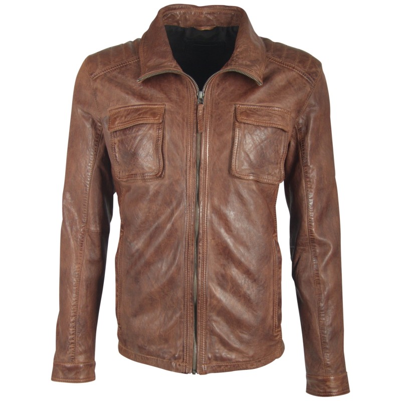 Geaca de Piele Naturala Barbati Gipsy Castanie Dean NSLV – IMBRACAMINTE