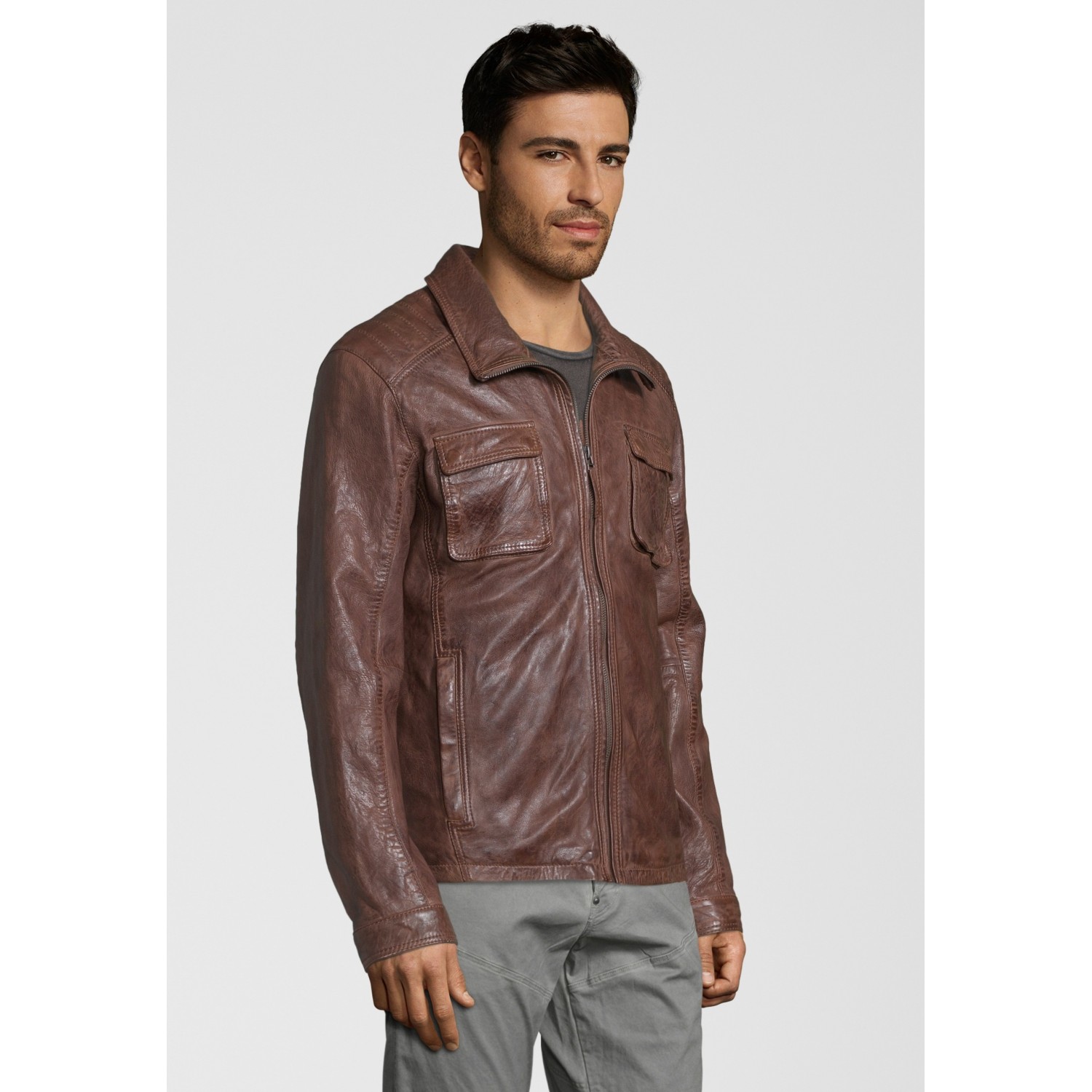 Geaca de Piele Naturala Barbati Gipsy Castanie Dean NSLV – IMBRACAMINTE