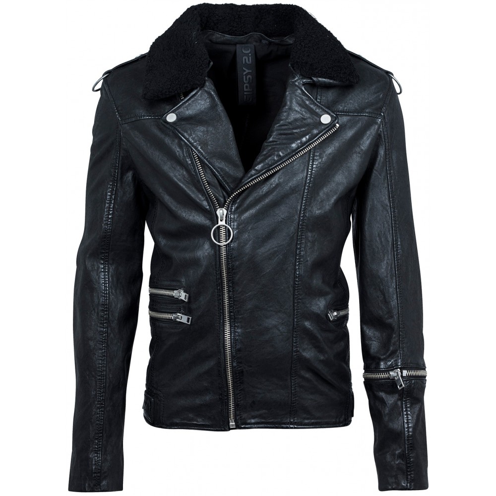 Geaca de Piele Naturala Barbati Gipsy Neagra Demis SF NSLCOUNTV Geaca de Piele Naturala Barbati Gipsy Neagra Demis SF NSLCOUNTV - readytowear.ro