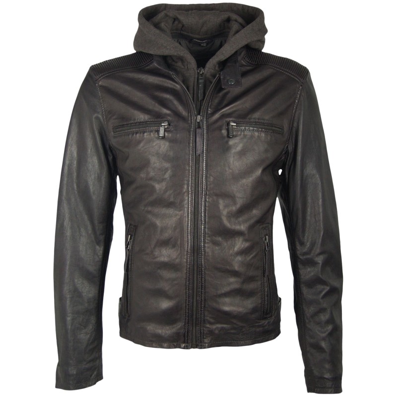 Geaca de Piele Naturala Barbati Gipsy Neagra Derek LAJUV – IMBRACAMINTE