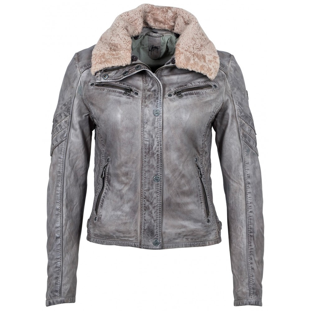 Geaca de Piele Naturala Dama Gipsy Gri Dibah W18 LANOV W - readytowear