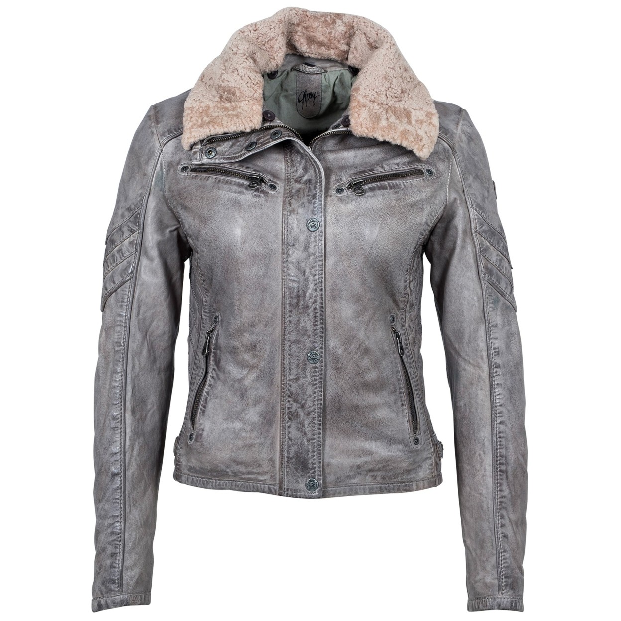 Geaca de Piele Naturala Dama Gipsy Gri Dibah W18 LANOV W – IMBRACAMINTE