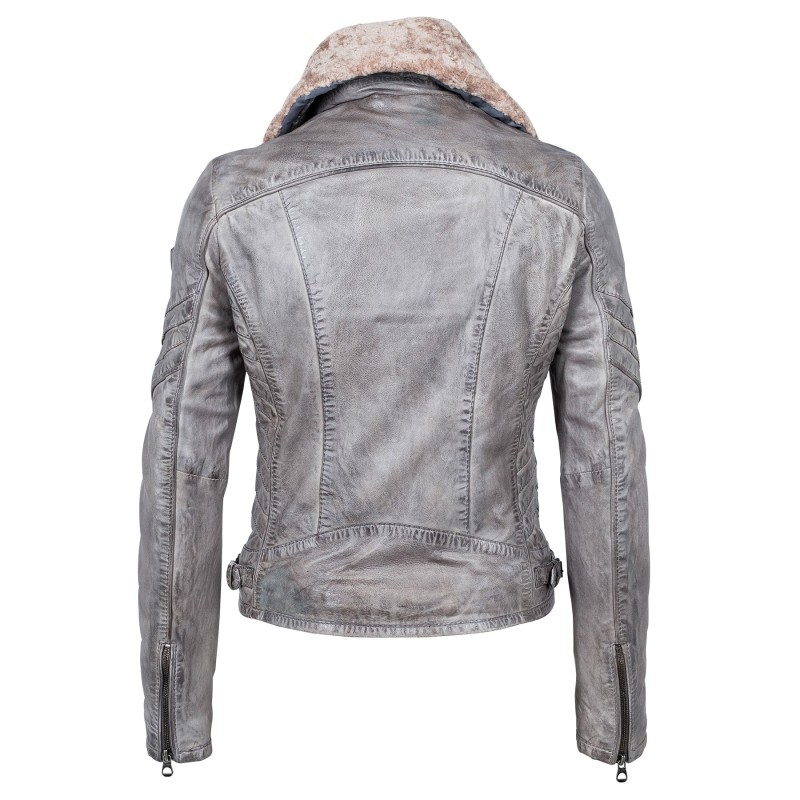 Geaca de Piele Naturala Dama Gipsy Gri Dibah W18 LANOV W – IMBRACAMINTE