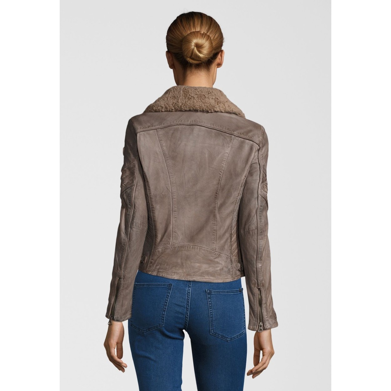 Geaca de Piele Naturala Dama Gipsy Gri Dibah W18 LANOV W – IMBRACAMINTE