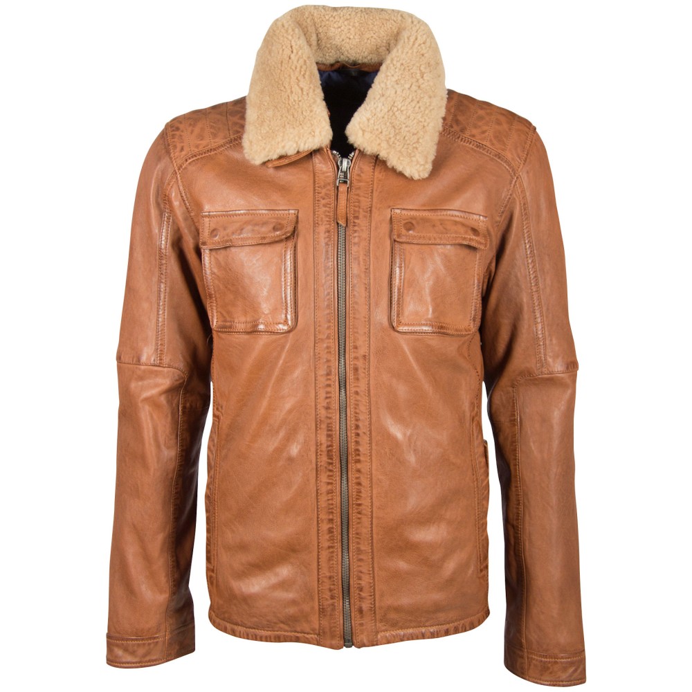 Geaca de Piele Barbati Deercraft Coniac Dunce NSLVV W geci de piele - readytowear.ro