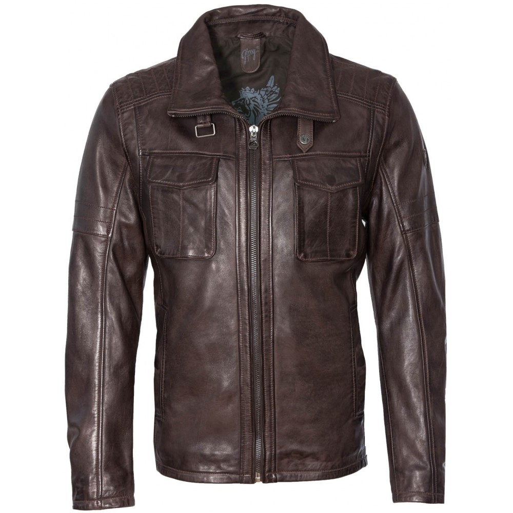 Geaca de Piele Naturala Barbati Gipsy Maro inchis Dustin NSLV Geaca de Piele Naturala Barbati Gipsy Maro inchis Dustin NSLV - readytowear.ro