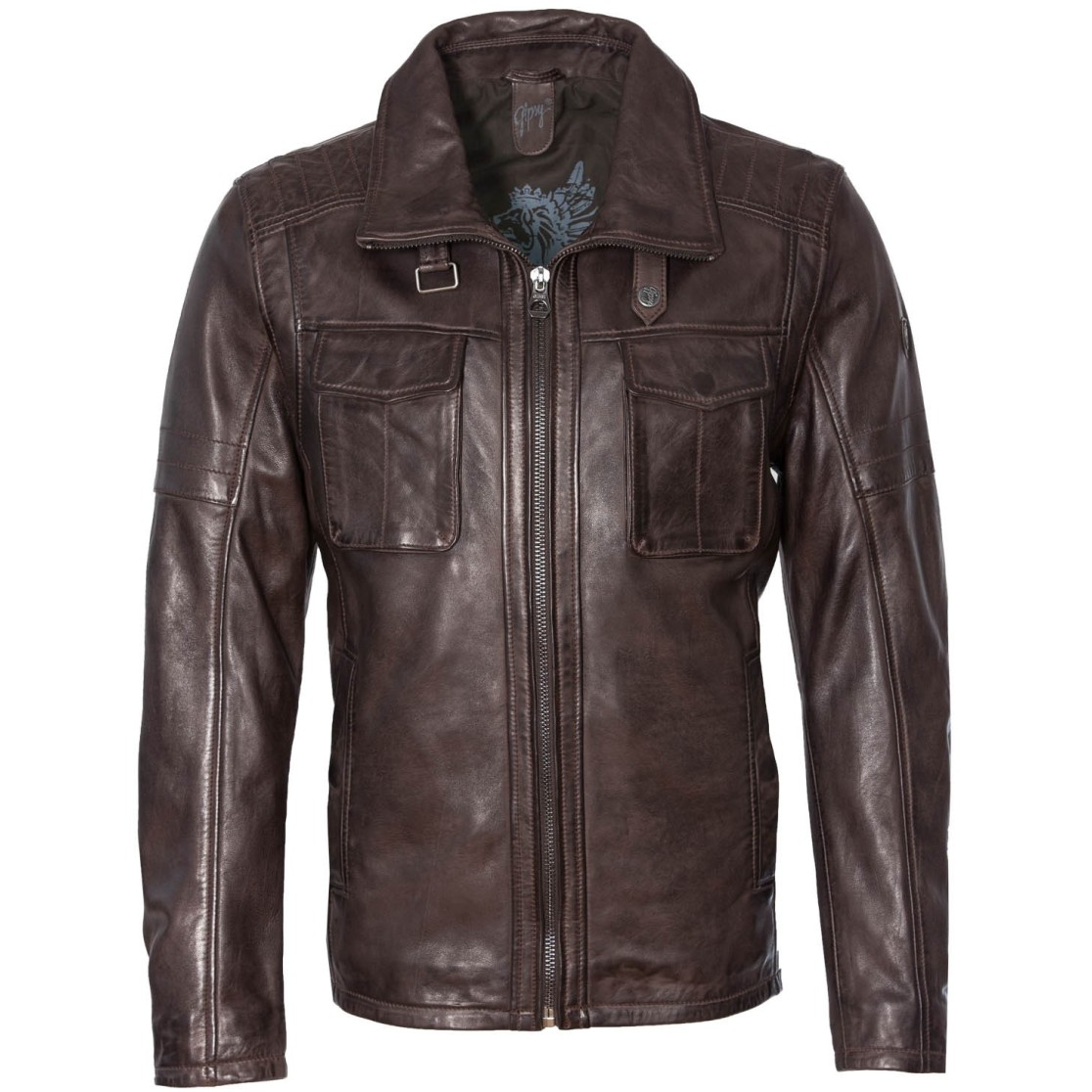 Geaca de Piele Naturala Barbati Gipsy Maro inchis Dustin NSLV – IMBRACAMINTE