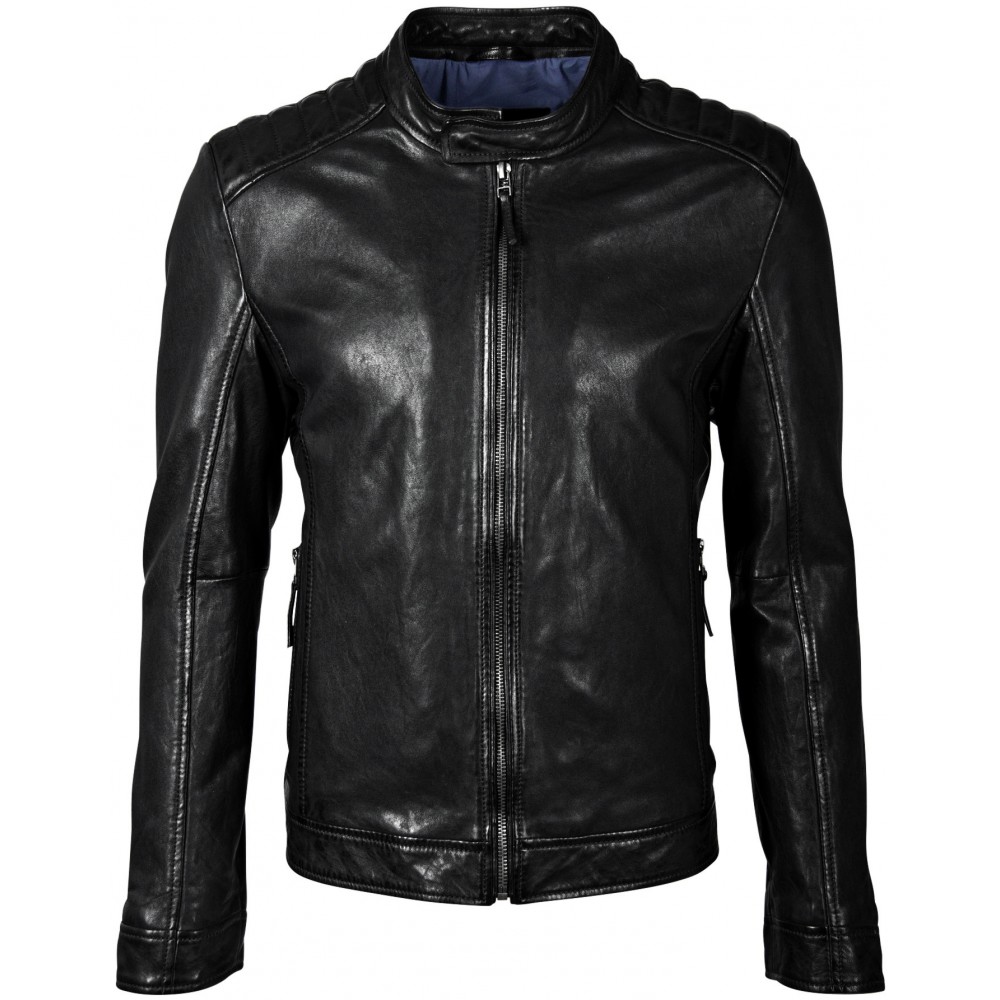 Geaca de Piele Naturala Barbati Gipsy Neagra Eagle NSLV - readytowear.ro