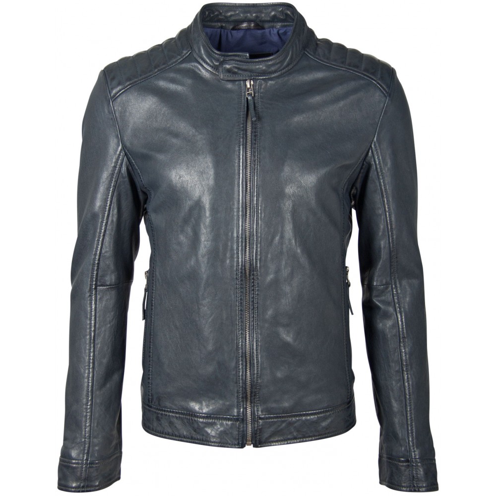 Geaca de Piele Naturala Barbati Gipsy Bleumarin Eagle NSLV - readytowear