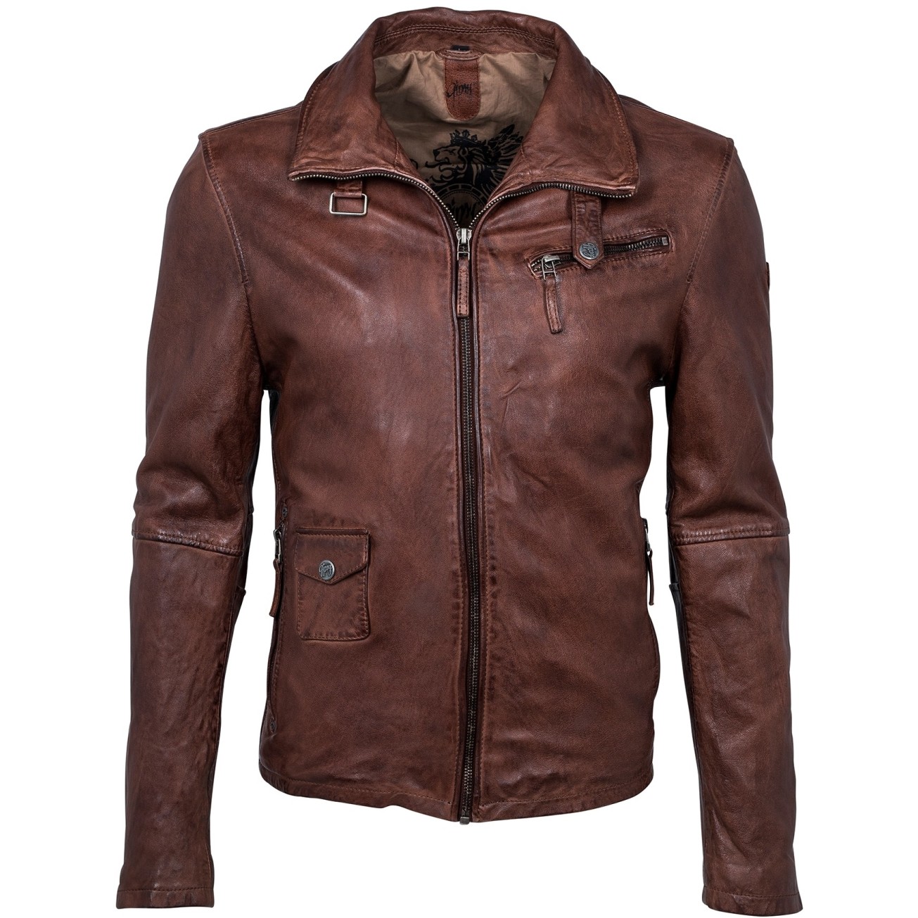 Geaca de Piele Naturala Barbati Gipsy Castaniu Edison W18 SF LANOV – Black Friday
