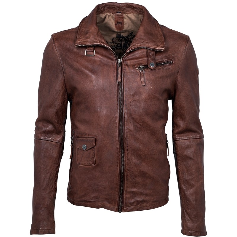 Geaca de Piele Naturala Barbati Gipsy Castaniu Edison W18 SF LANOV – IMBRACAMINTE