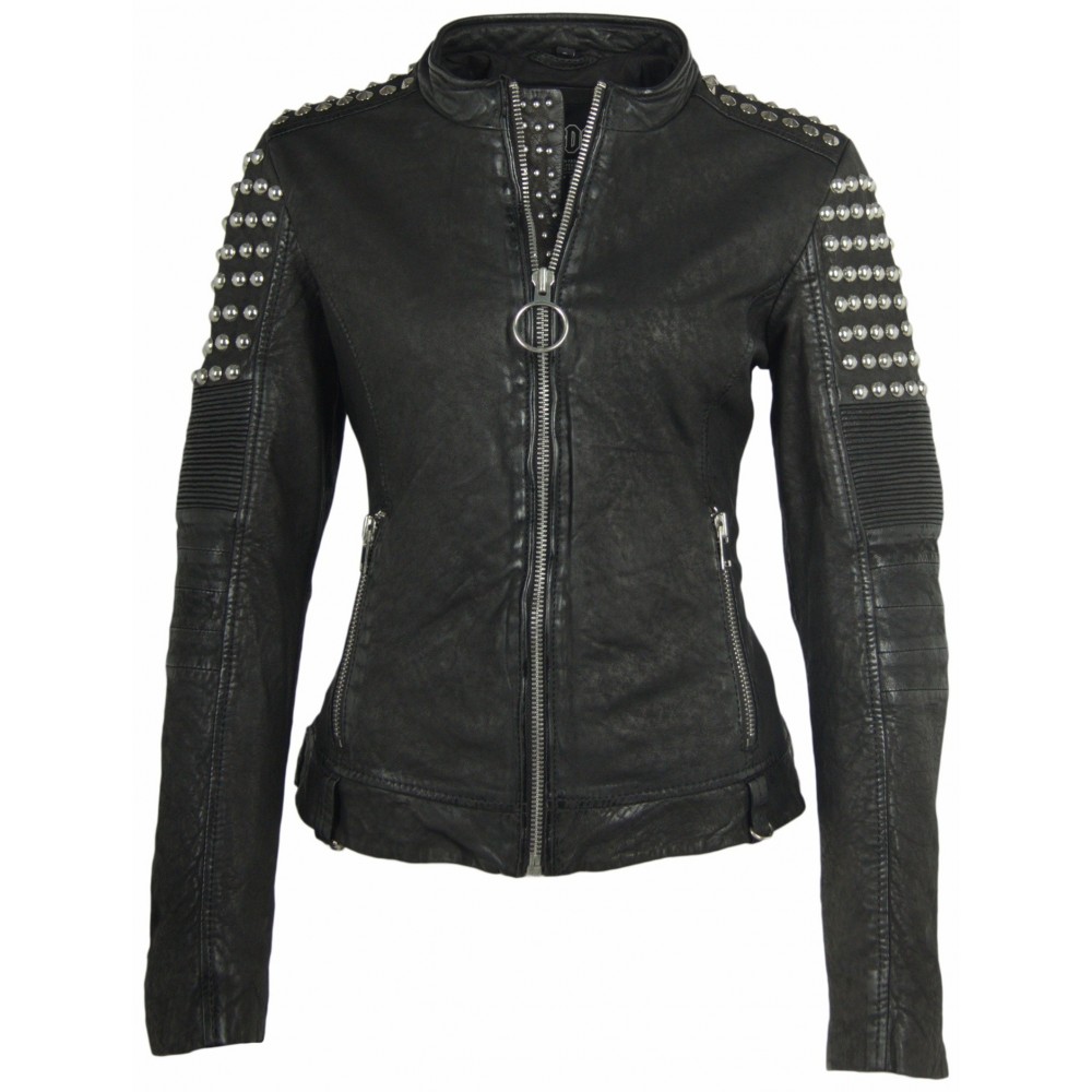 Geaca de Piele Naturala Dama Gipsy Neagra Eena AC/DC SF LCOUNTV - readytowear