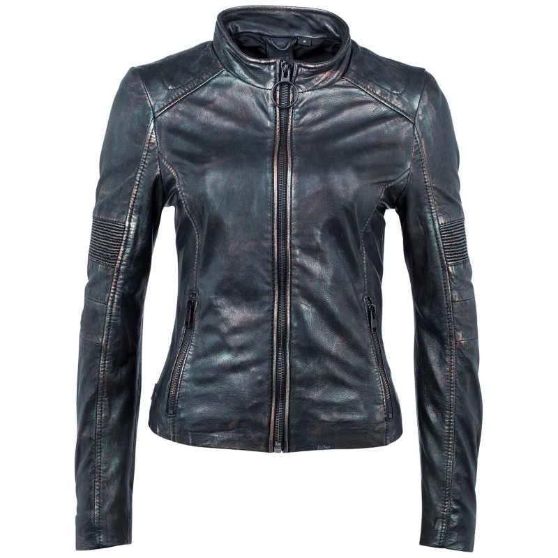 Geaca de Piele Naturala Dama Gipsy Negru Metalic Eena W18 SF LAMEV – IMBRACAMINTE