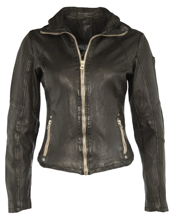 Geaca de Piele Naturala Dama Gipsy Neagra Elya W17 LAWOV – IMBRACAMINTE — fotografia 1